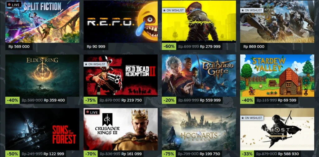 Steam Spring Sale 2025 top sellers titles